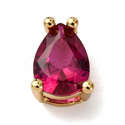 Teardrop Brass Micro Pave Cubic Zirconia Slide Charms KK-C119-16G-01-1