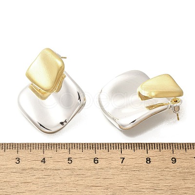 Brass Rhombus Stud Earrings for Women LS-EJEW-A121-14-1