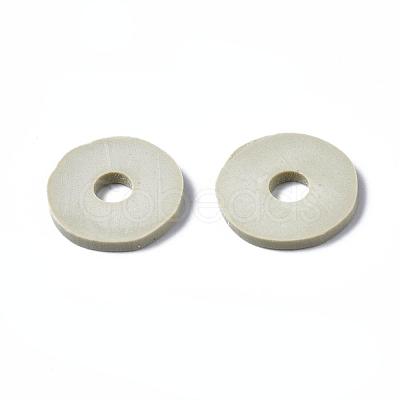 Flat Round Handmade Polymer Clay Beads CLAY-R067-12mm-02-1