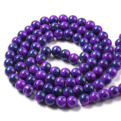 Baking Paint Round Glass Bead Strands LS-DGLA-S084-8mm-64-1