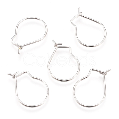 304 Stainless Steel Hoop Earrings Findings STAS-H436-02S-1