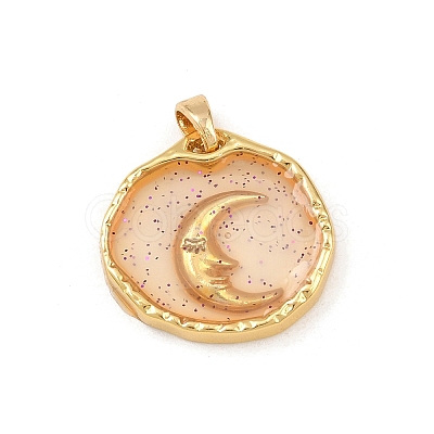 Transparent Epoxy Resin Brass Pendants LS-KK-B163-01G-05-1