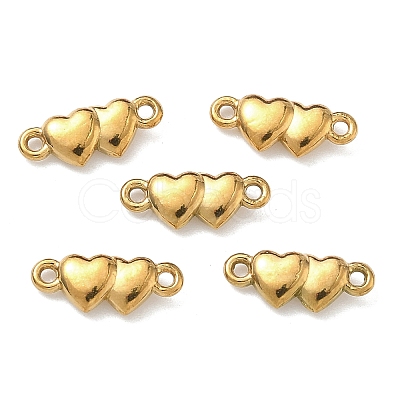 304 Stainless Steel Couple Heart Links Connector Charms STAS-D211-14C-G-1
