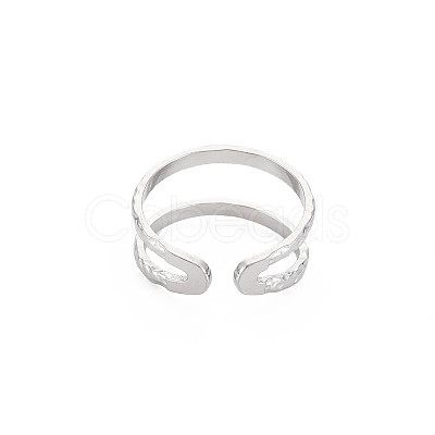 Non-Tarnish 304 Stainless Steel Double Line Open Cuff Ring for Women LS-X-RJEW-S405-200P-1
