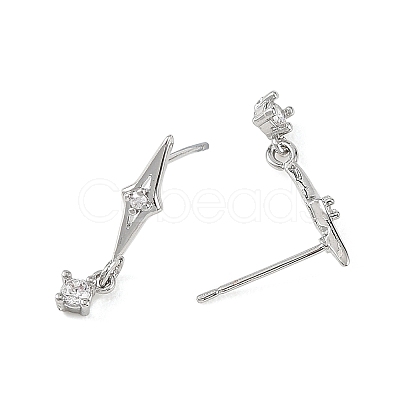 SHEGRACE Brass Micro Pave Cubic Zirconia Stud Dangle Earrings XGRQ4N650-723P-1