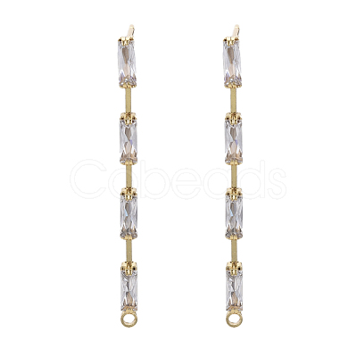 Brass Clear Cubic Zirconia Stud Earring Findings KK-N232-13-NF-1