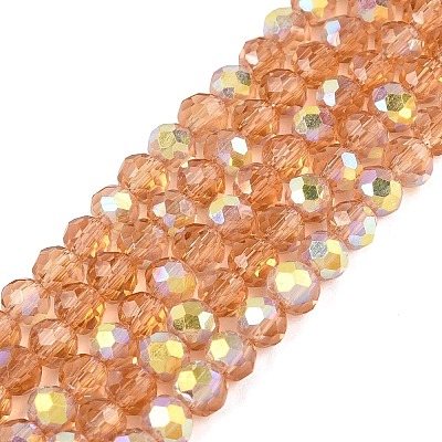 AB Color Plated Transparent Glass Rondelle Beads Strands EGLA-T029-4mm-10E-1