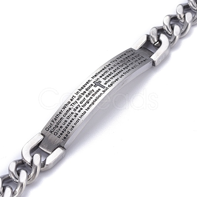 Tarnish Resistant Religion 304 Stainless Steel Cuban Link Chain Bracelets BJEW-P263-H01-P-1