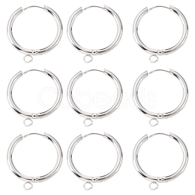 201 Stainless Steel Huggie Hoop Earring Findings STAS-P283-01I-S-1
