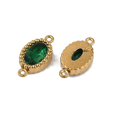 Ion Plating(IP) 304 Stainless Steel Cubic Zirconia Oval Links Connector Charms STAS-K256-22G-01-1