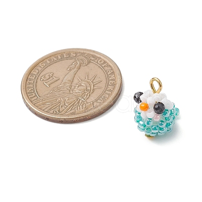 Glass Seed Beaded Bird Charms PALLOY-MZ00971-02-1