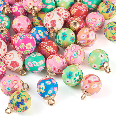 40Pcs 10 Colos Handmade Polymer Clay Pendants CLAY-TA0001-95-1