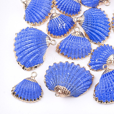 Spray Paint & Electroplate Sea Shell Pendants SSHEL-S262-08-1