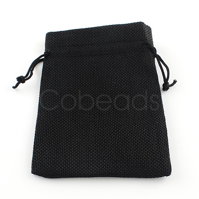 Polyester Imitation Burlap Packing Pouches Drawstring Bags ABAG-R005-9x7-09-1