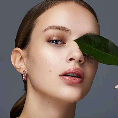 3 Pairs 3 Colors Brass Flower Pattern Hoop Earrings EJEW-FI0003-07-1