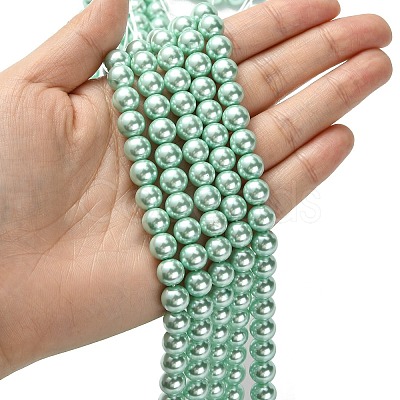 Eco-Friendly Dyed Glass Pearl Round Bead Strands HY-A002-8mm-RB034-1