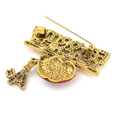 Christmas Theme Golden Zinc Alloy with Rhinestone Brooches LS-JEWB-B018-01AG-05-1