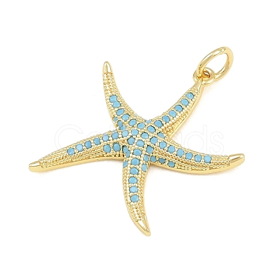 Brass Micro Pave Sky Blue Cubic Zirconia Pendants CU-CBA4A93-01C-G-1