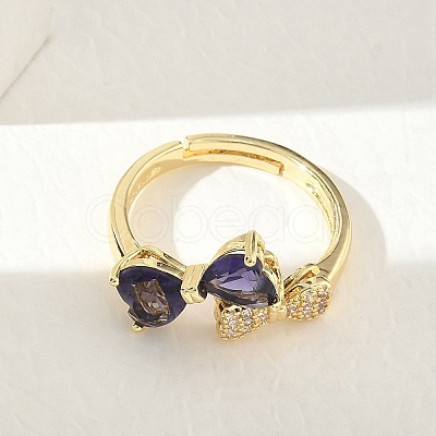 Brass & Cubic Zirconia Finger Rings CU-CBA7E55-12G-1