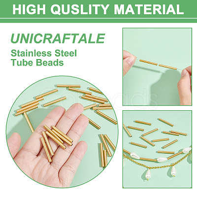 Unicraftale 30Pcs Ion Plating(IP) 304 Stainless Steel Tube Beads STAS-UN0053-11-1