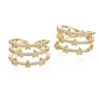 Brass Micro Pave Clear Cubic Zirconia Cuff Rings X-RJEW-S044-084-NF-1