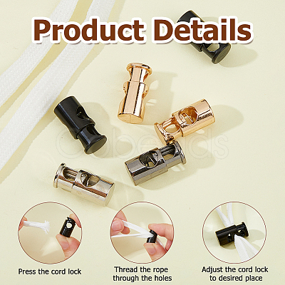 32Pcs 4 Colors Alloy Spring Cord Locks FIND-HS0002-31-1