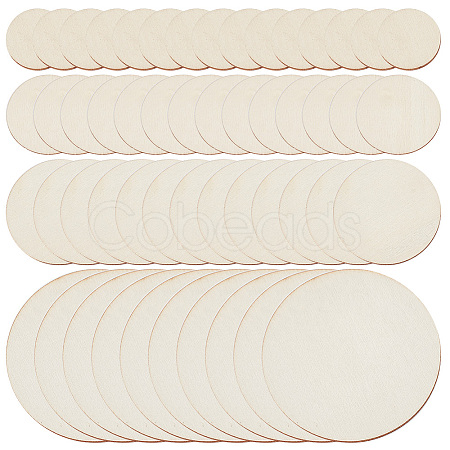 135Pcs 4 Styles Unfinished Wood Discs DIY-HY0001-78-1