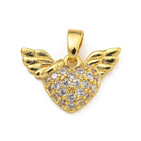 Rack Plating Brass Micro Pave Cubic Zirconia Pendants KK-U035-09G-1