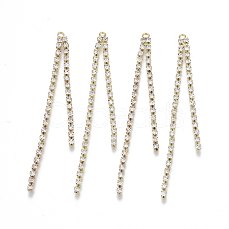 Brass Rhinestone Cup Chains Tassel Big Pendants X-KK-R129-08G-1