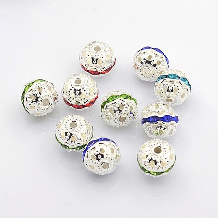 Brass Rhinestone Beads RB-A011-10mm-S-1