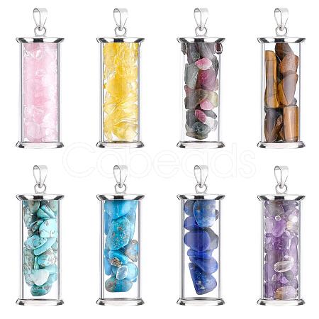 8Pcs 8 Style Alloy & Glass Wish Bottle Pendants G-PH0001-45-1