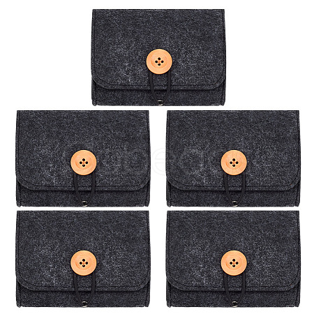 5Pcs Felt Jewelry Storage Bags with Button ABAG-BC0001-71A-1