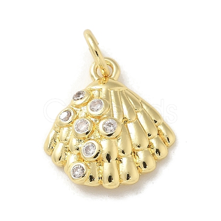 Brass Micro Pave Clear Cubic Zirconia Pendants KK-U046-02G-07-1