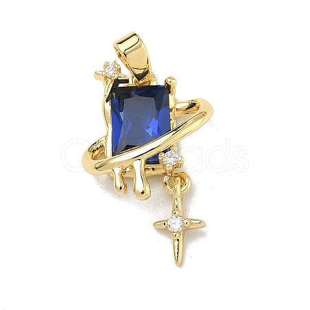 Brass Micro Pave Cubic Zirconia Pendants KK-D235-18G-1