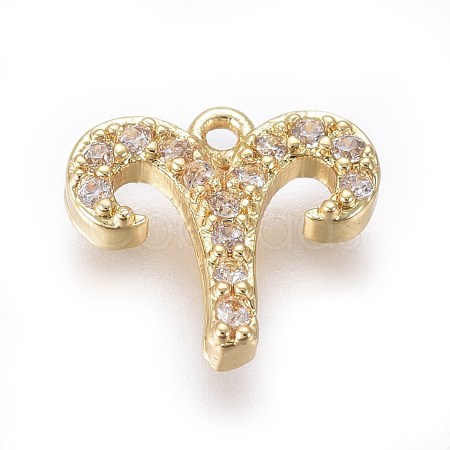 Golden Plated Brass Micro Pave Cubic Zirconia Charms ZIRC-L075-51K-1