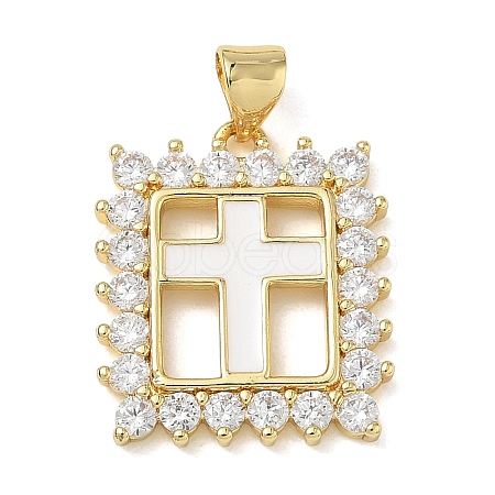 Religion Cross Brass Micro Pave Clear Cubic Zirconia Pendants CU-CBA83A6-03G-G02-1