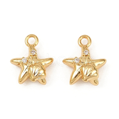 Ocean Theme Brass Micro Pave Cubic Zirconia Charms KK-F902-08F-G-1