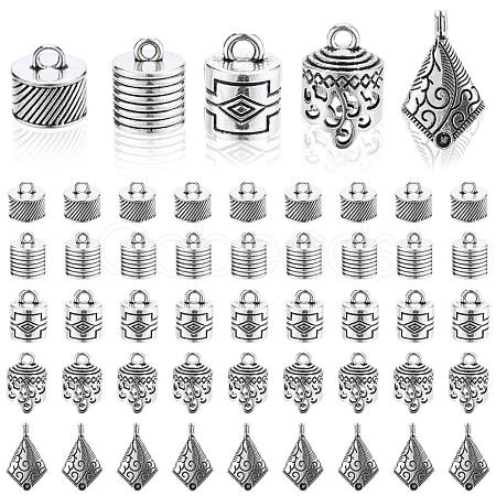50Pcs 5 Style Tibetan Style Alloy Cord Ends TIBEP-PH0001-25-1