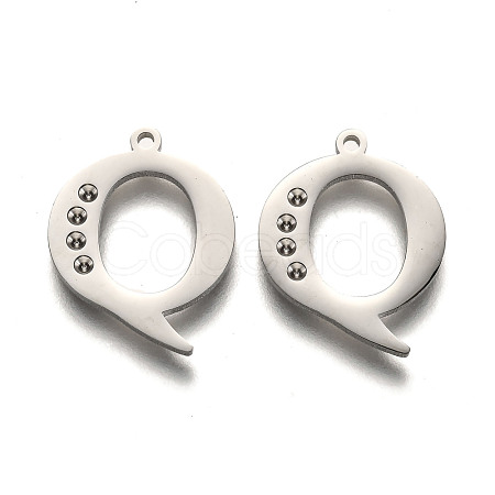 Tarnish Resistant 304 Stainless Steel Letter Pendant Rhinestone Settings STAS-Y006-61P-Q-1