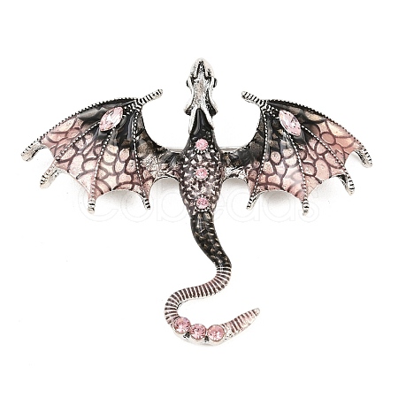 Dragon Alloy Rhinestone Lapel Pins for Backpack Clothes JEWB-G043-01D-1
