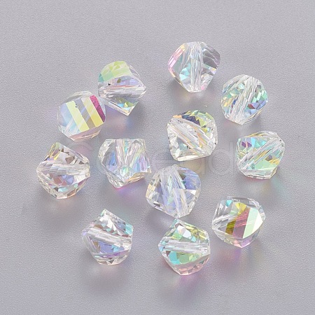 Faceted Electroplate K9 Glass Rhinestone Beads RGLA-F061-001AB-1