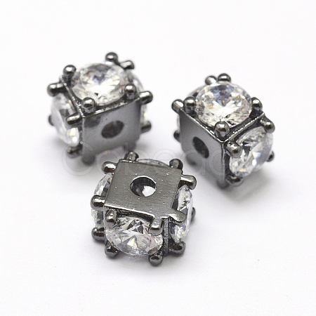 Brass Micro Pave Grade AAA Cubic Zirconia Beads KK-P126-02B-NR-1
