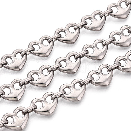 304 Stainless Steel Heart Link Chains CHS-Q009-03P-03-1