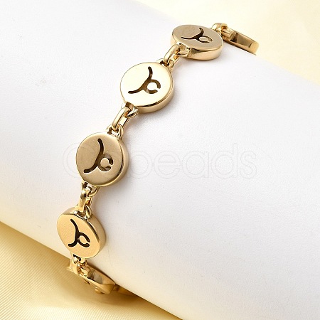 12 Constellations 304 Stainless Steel Link Chain Bracelets BJEW-I239-01G-11-1