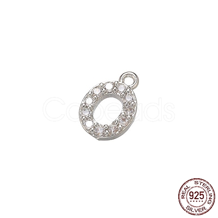 Real Platinum Plated Rhodium Plated 925 Sterling Silver Micro Pave Clear Cubic Zirconia Charms STER-P054-10P-O-1