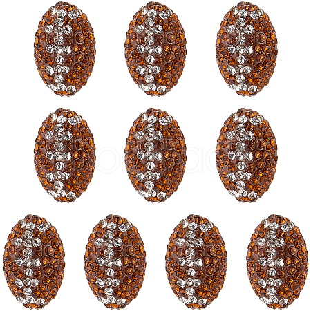 10Pcs Handmade Polymer Clay Rhinestone Beads RB-SC0001-22-1