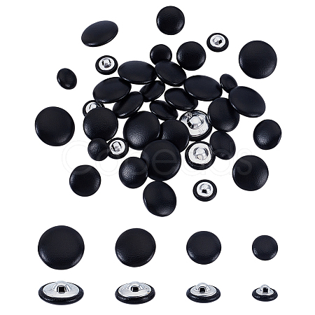 40Pcs 4 Styles 1-Hole PU Leather Buttons DIY-GA0008-32-1