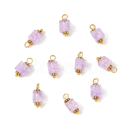 10Pcs Crackle Glass Pendants PALLOY-YW00067-07-1