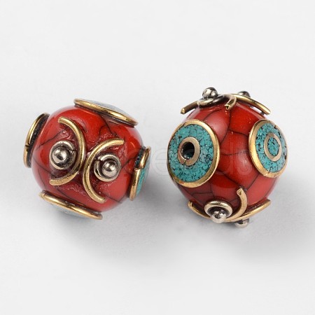 Round Tibetan Style Beads TIBEB-F041-12-1