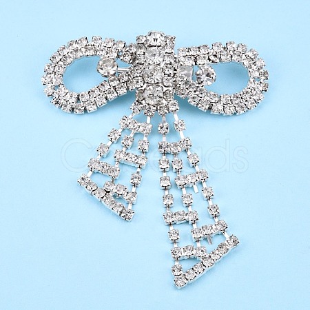 Crystal Rhinestone Bowknot Lapel Pin JEWB-T002-33S-1